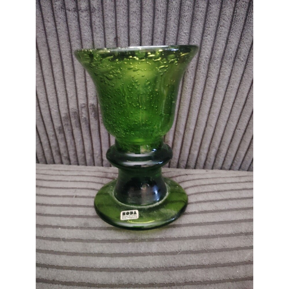 Kosta Boda Heavy Green goblet Thick glass Erik Hoglund